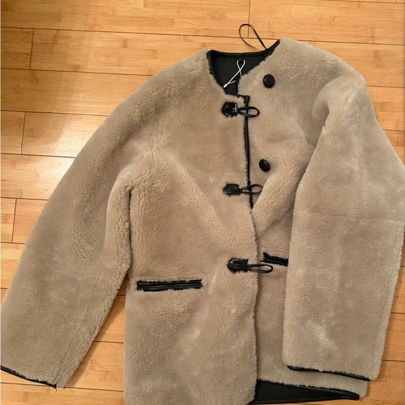 Mango Tan and Black Faux Fur Jacket - Picture 3 of 7